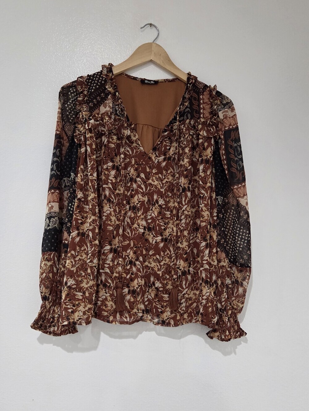 Miss Me Paisley Bohi Rust Color Mix Printed Woven Top - Picture 4 of 11